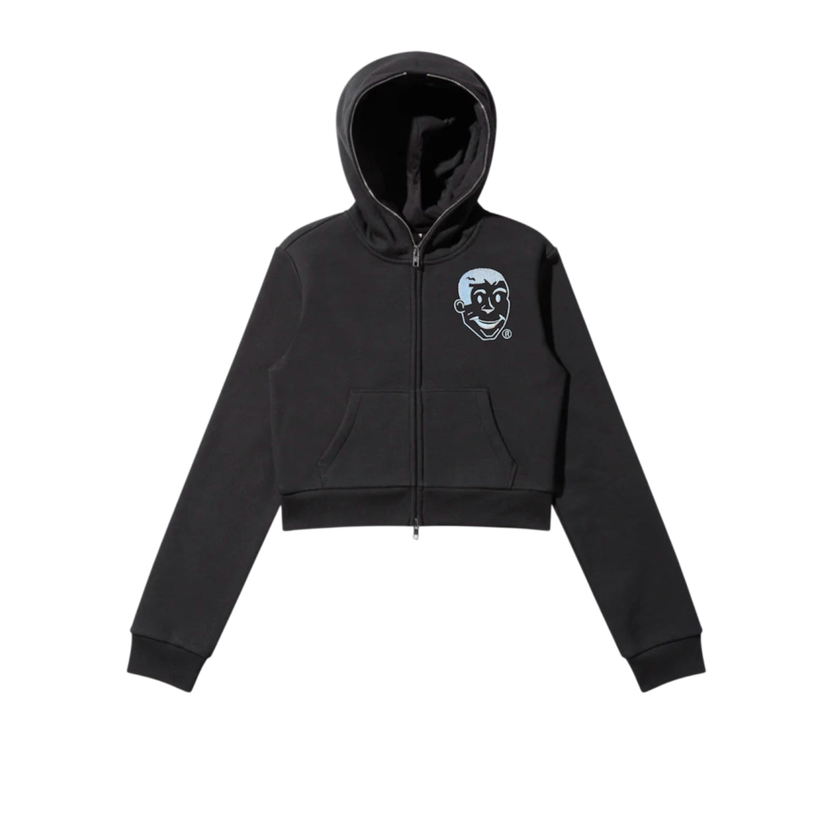 Full Zip Body Bag Crop Hoodie
